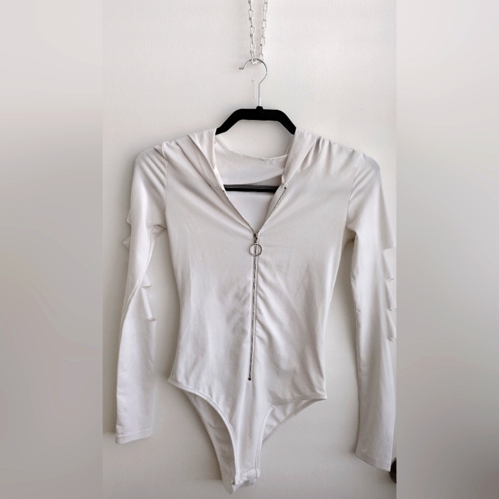 White Hooded Bodysuit